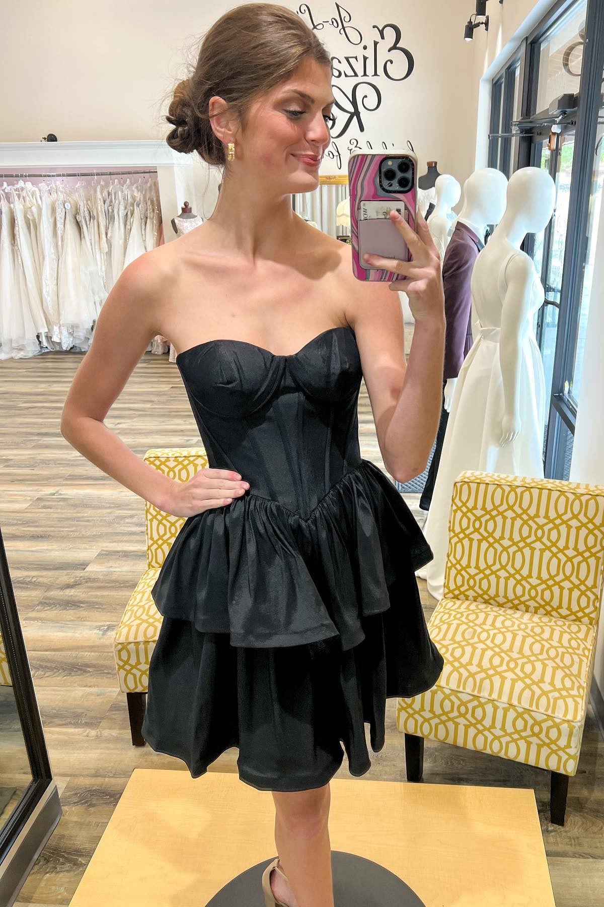 Black Short Strapless Sweetheart Dress