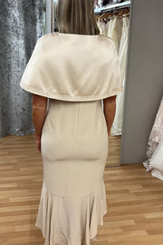 Nude Cap Sleeve Mermaid Mother of the Bride Dress with Cape
