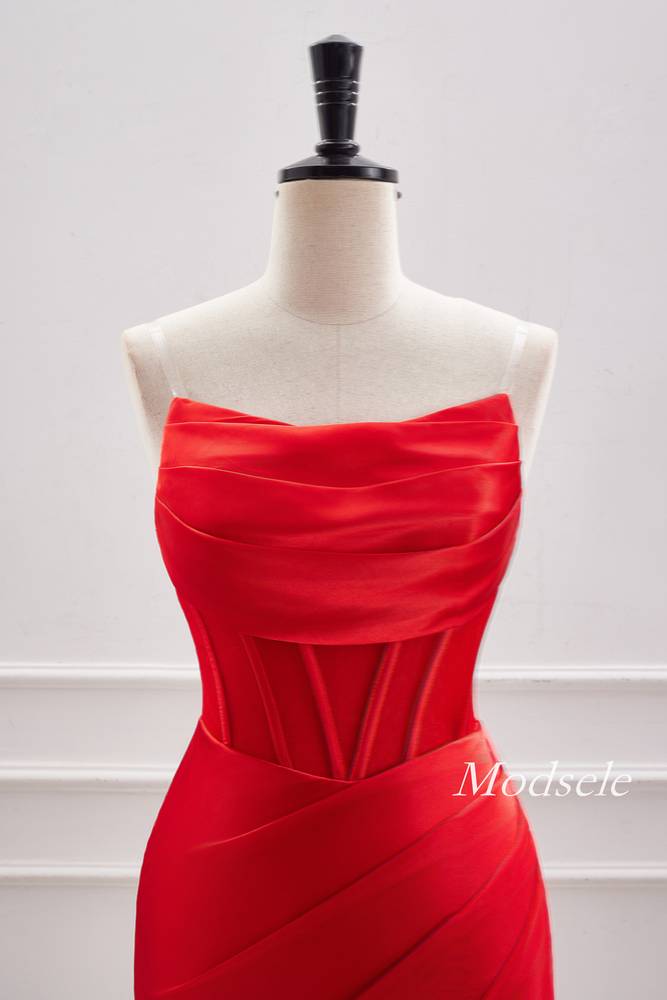 Strapless Red Pleated Tight Homecoming Dress Modsele Strapless Red Pleated Tight Homecoming Dress Modsele