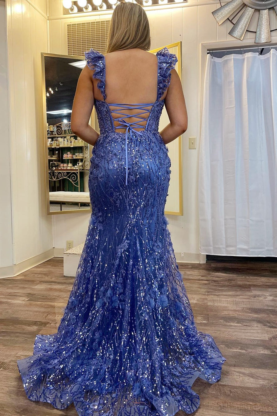 prom dress with flutter sleeves J'Adore Dresses J24008