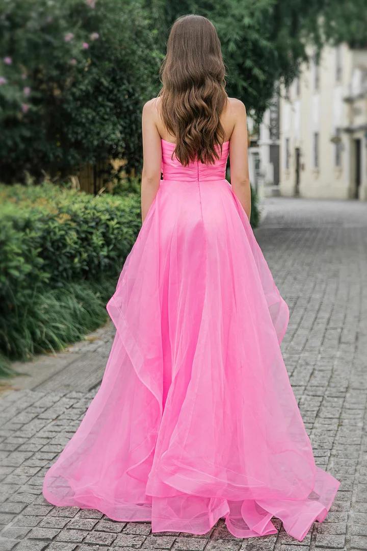 Pink Strapless A-Line Empire-Waist Sleeveless Long Formal Prom Dress Modsele Pink Strapless A-Line Empire-Waist Sleeveless Long Formal Prom Dress Modsele