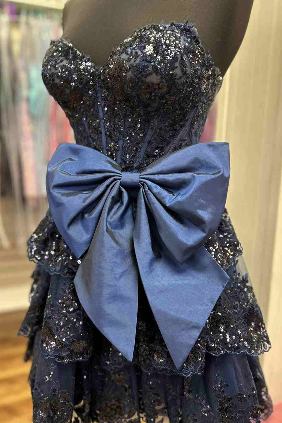 Strapless Red Sequin Ruffle Homecoming Dress with Bow Modsele Strapless Red Sequin Ruffle Homecoming Dress with Bow Modsele