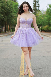 Magenta Appliques Sweetheart A-Line Homecoming Dress