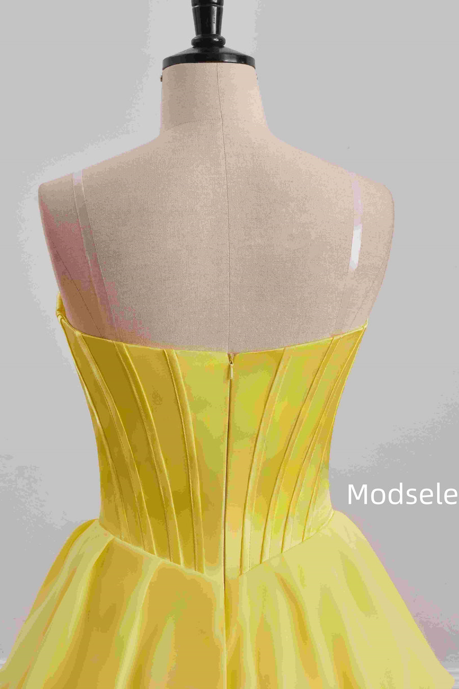 Yellow A-Line Strapless Empire-Waist Multi-Layered Homecoming Dress