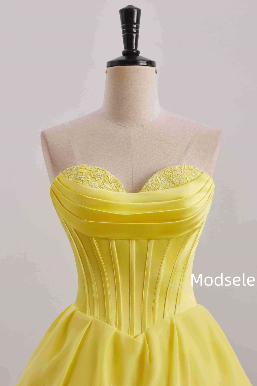 Yellow A-Line Strapless Empire-Waist Multi-Layered Homecoming Dress