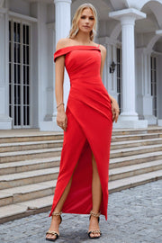Asymmetrical Red Ruched Wrap Cocktail Dress