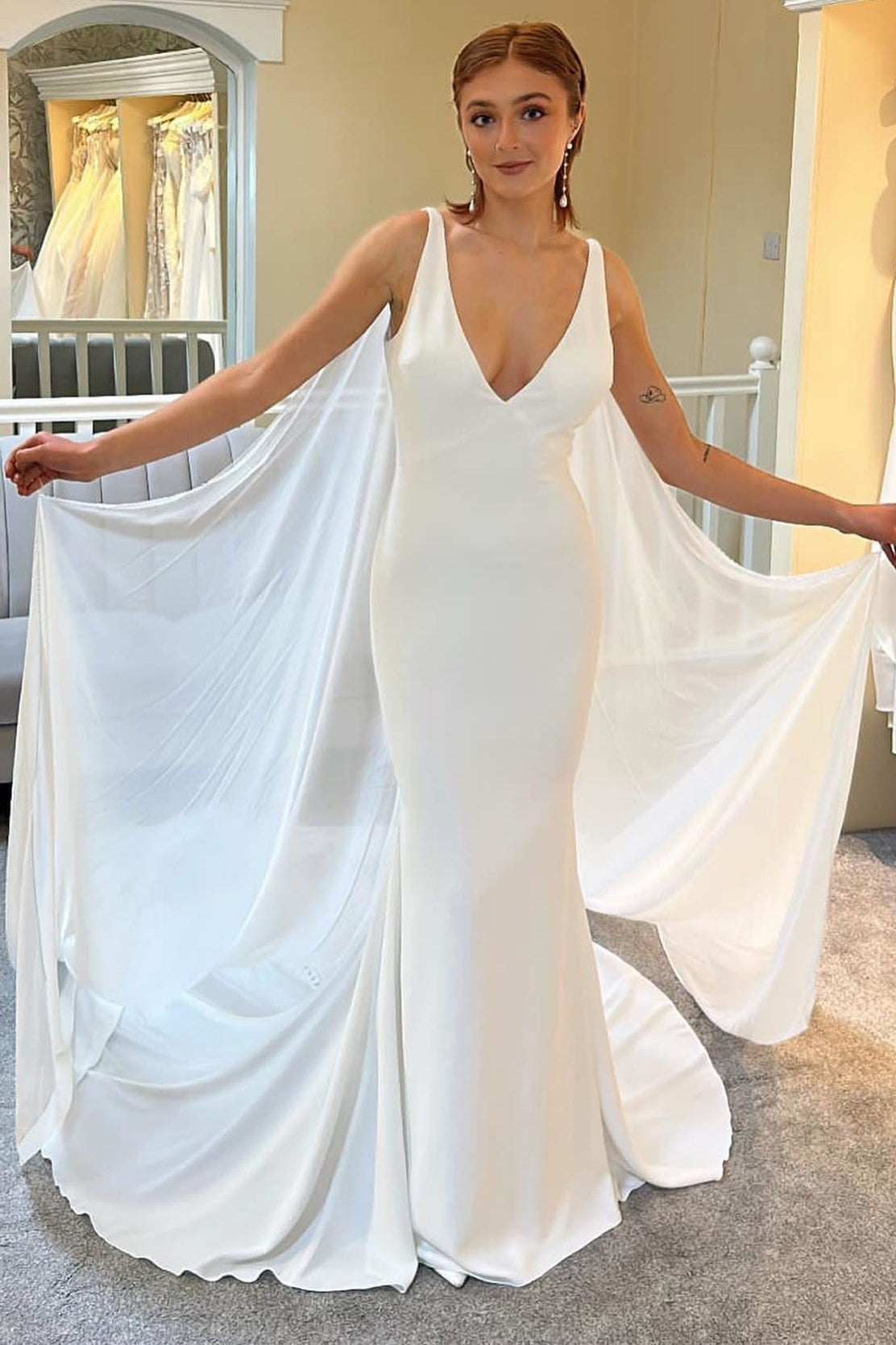 boho mermaid wedding dress Boho Mermaid Wedding Dresses Detachable Sleeves Lace Appliques Sweethe –  Msikoods Official Store