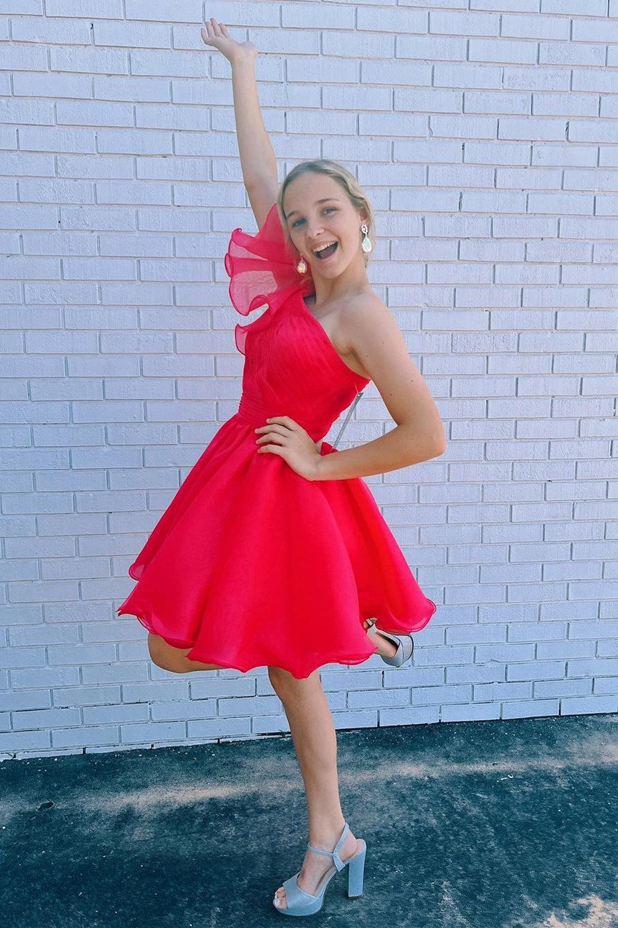 white one shoulder homecoming dress One-Shoulder Aria Short Sequin Hoco Dress