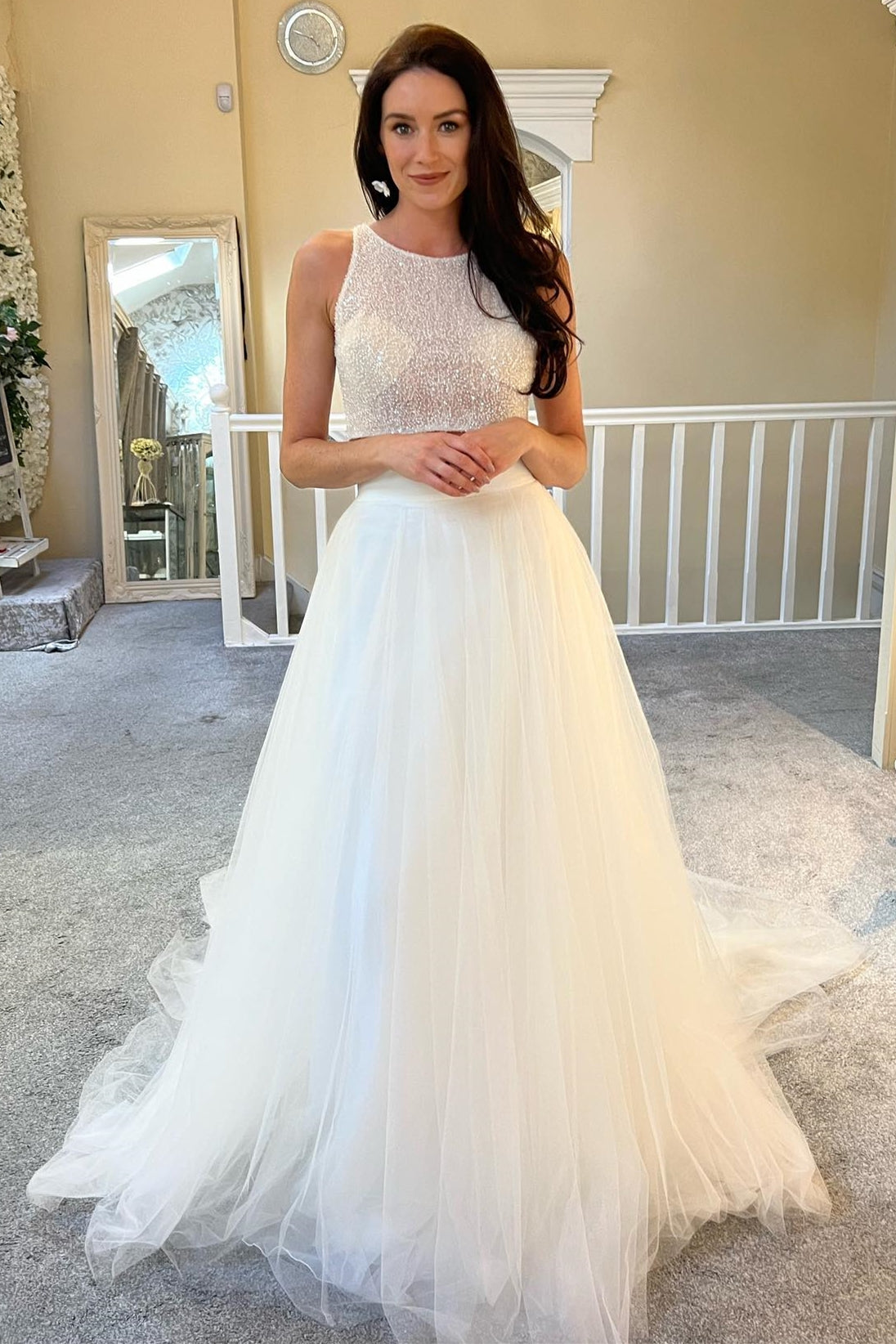 chinese dress ladies Two-Piece Off-the-Shoulder Long Prom Dress -PromGirl main image 0