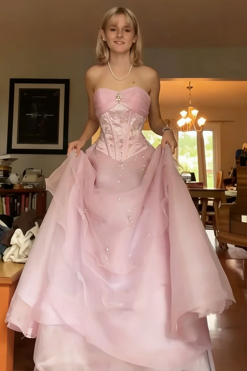Vintage A-Line Strapless Empire-Waist Beads Princess Long Prom Dress Modsele Vintage A-Line Strapless Empire-Waist Beads Princess Long Prom Dress Modsele