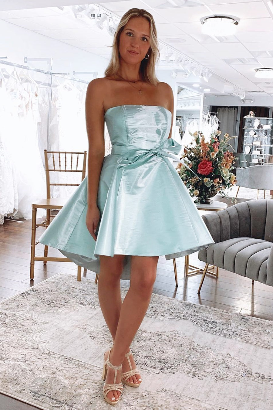 mint strapless bridesmaid dress KissProm