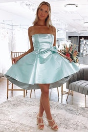 High-Low Mint Strapless A-Line Short Gown