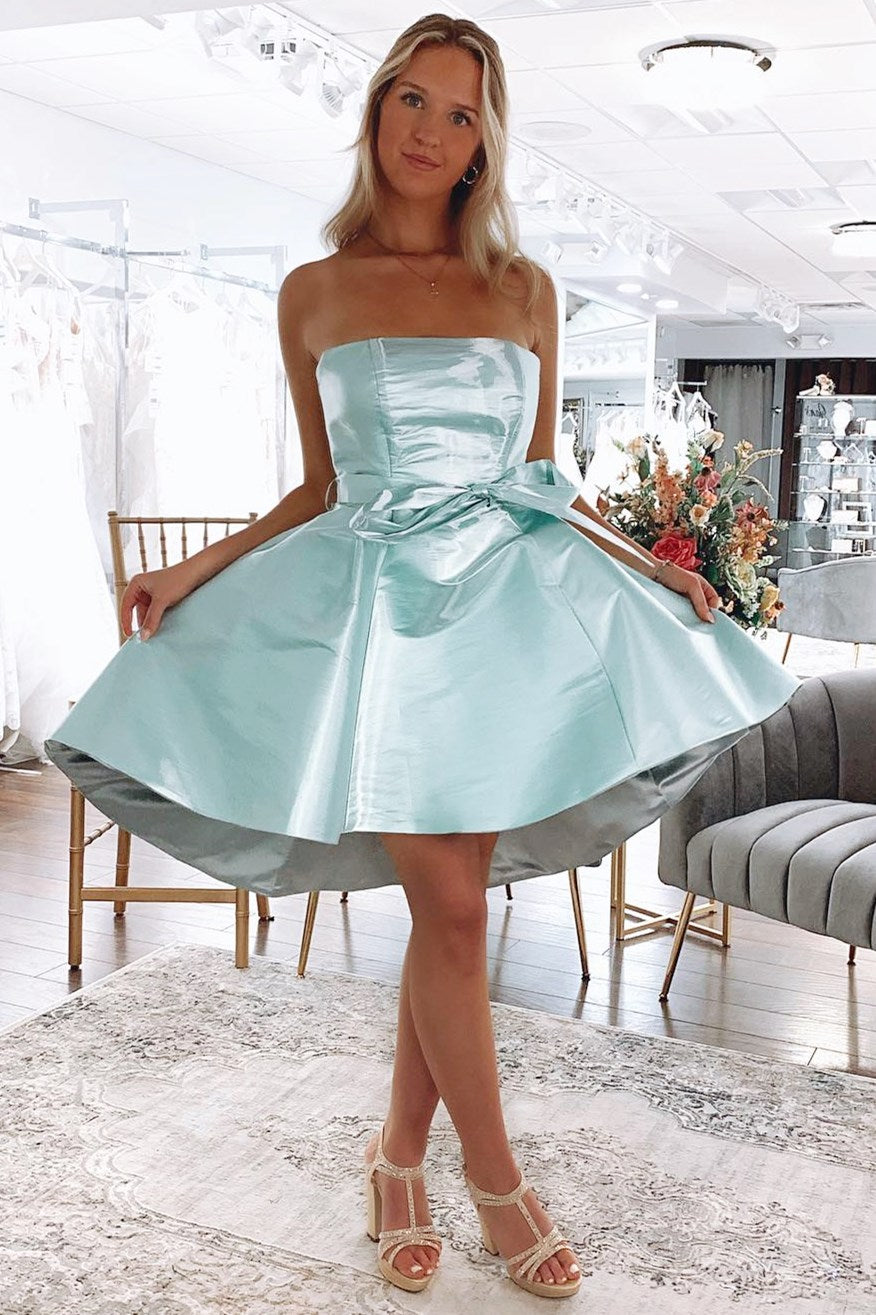 High-Low Mint Strapless A-Line Short Gown Modsele High-Low Mint Strapless A-Line Short Gown Modsele