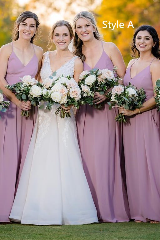 Mismatched Mauve Chiffon V Neck Long Bridesmaid Dress Modsele Mismatched Mauve Chiffon V Neck Long Bridesmaid Dress Modsele