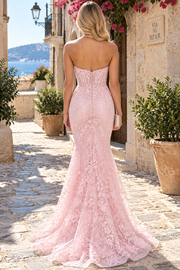 Lace Appliques Sweetheart Keyhole Trumpet Long Prom Dress