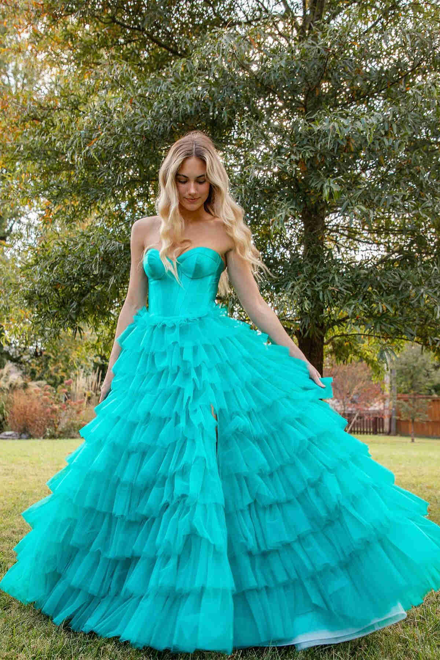 A-Line Strapless Sweetheart Ruffles Empire-Waist Sleeveless Long Prom Modsele A-Line Strapless Sweetheart Ruffles Empire-Waist Sleeveless Long Prom Modsele