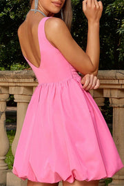 Pink Open Back A-Line Mini Dress