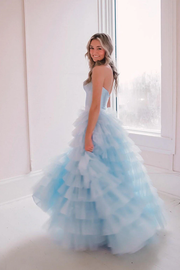 A-Line Strapless Sweetheart Ruffles Empire-Waist Sleeveless Long Prom Dress