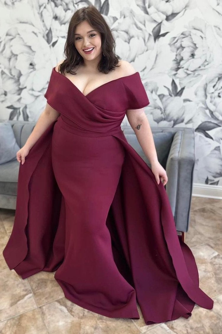 Mulberry Portrait Surplice Mermaid Long Mother of the Bride Dress with Modsele Mulberry Portrait Surplice Mermaid Long Mother of the Bride Dress with Modsele