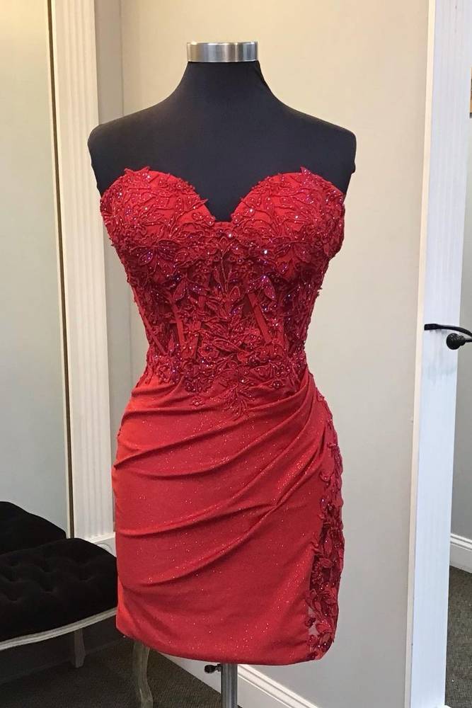 Ruby Strapless Applique Beaded Bodycon Homecoming Dress