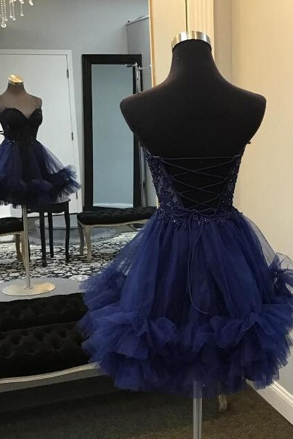 Light Blue Strapless Applique Ruffle Homecoming Dresses Modsele Light Blue Strapless Applique Ruffle Homecoming Dresses Modsele