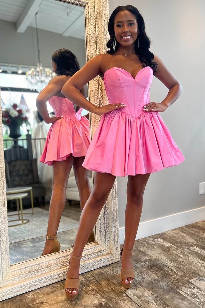 Light Green Strapless Satin Homecoming Dress with Flower Modsele Light Green Strapless Satin Homecoming Dress with Flower Modsele