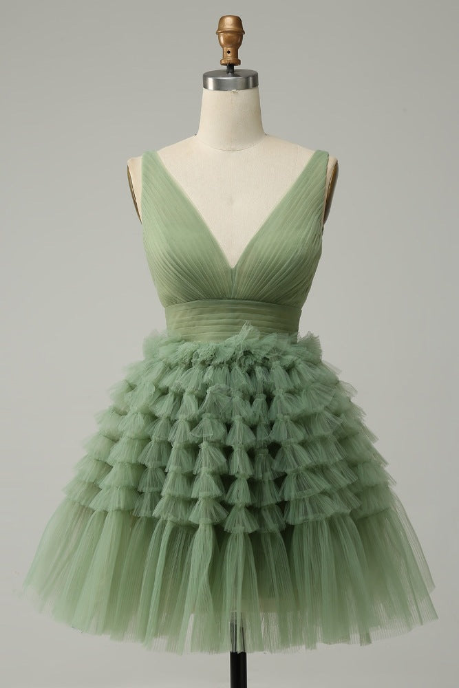 slim fit dress slacks Halter Fitted Sage Green Pleated Homecoming Dress with Rosette Sage Green / 10 main image 0