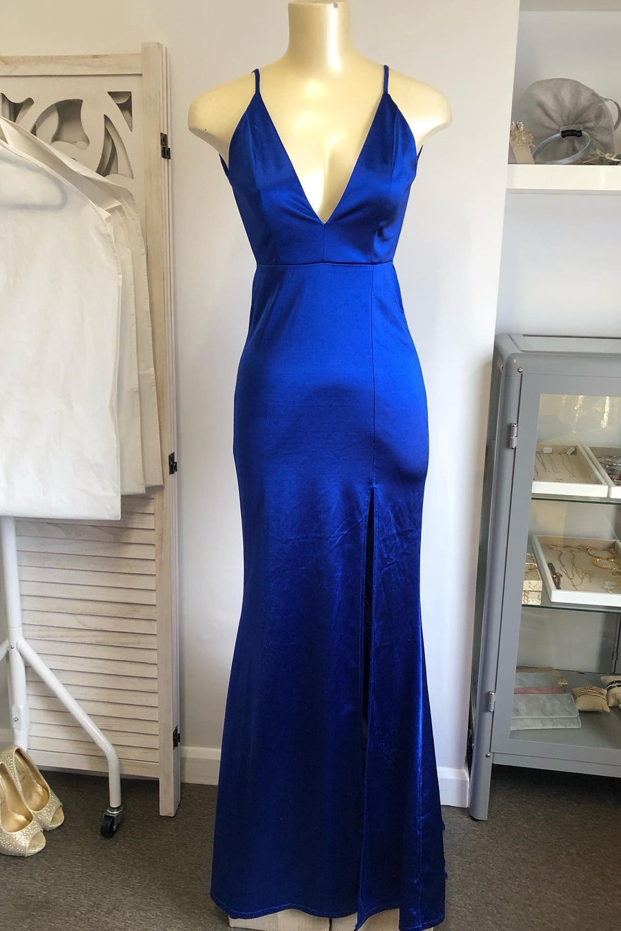 Royal Blue Plunging V Neck Mermaid Pleated Wedding Guest Dress Modsele Royal Blue Plunging V Neck Mermaid Pleated Wedding Guest Dress Modsele