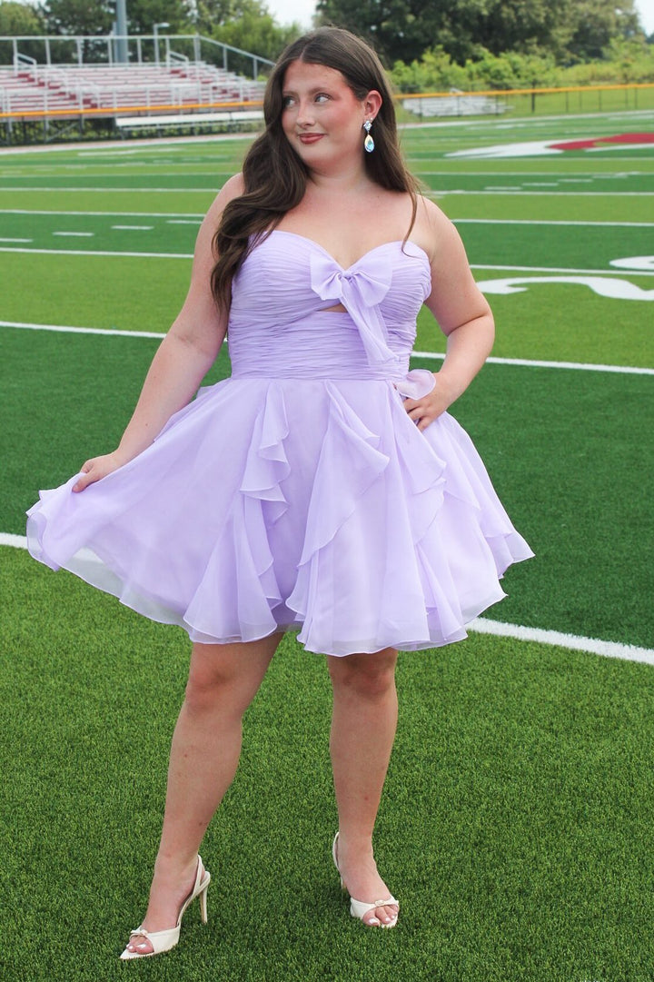 A-Line Strapless Sweetheart Ruffles Short Homecoming Dress