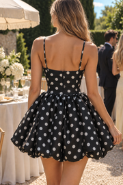 Black A-Line Polka Dots Empire-Waist Homecoming Summer Dress with Bubble