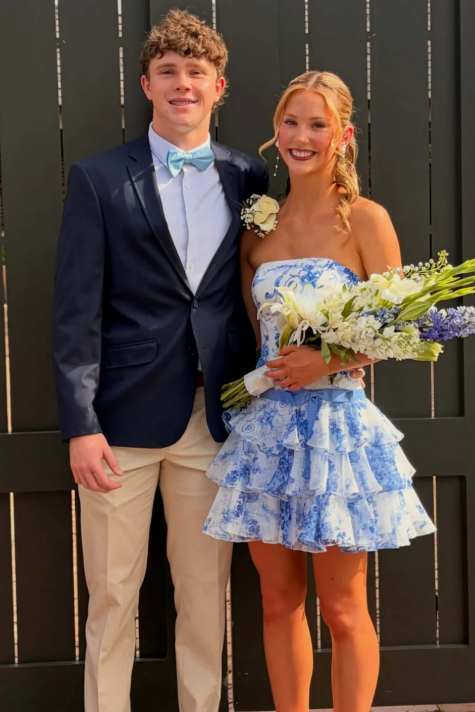 Blue Scoop Neck A-Line Strapless Print Chiffon Tiered Short Homecoming Dress