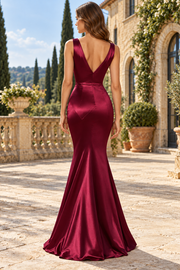 Chic Cowl Neck Mermaid Satin Sleeveless Long Prom Evening Formal Dress