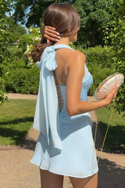 Chic Halter Scoop Neck Pleats A-Line Sleeveless Short homecoming Dress