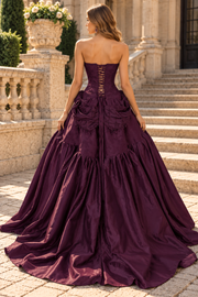 Classy A-Line Strapless Ruched Empire-Waist Sleeveless Long Prom Dress