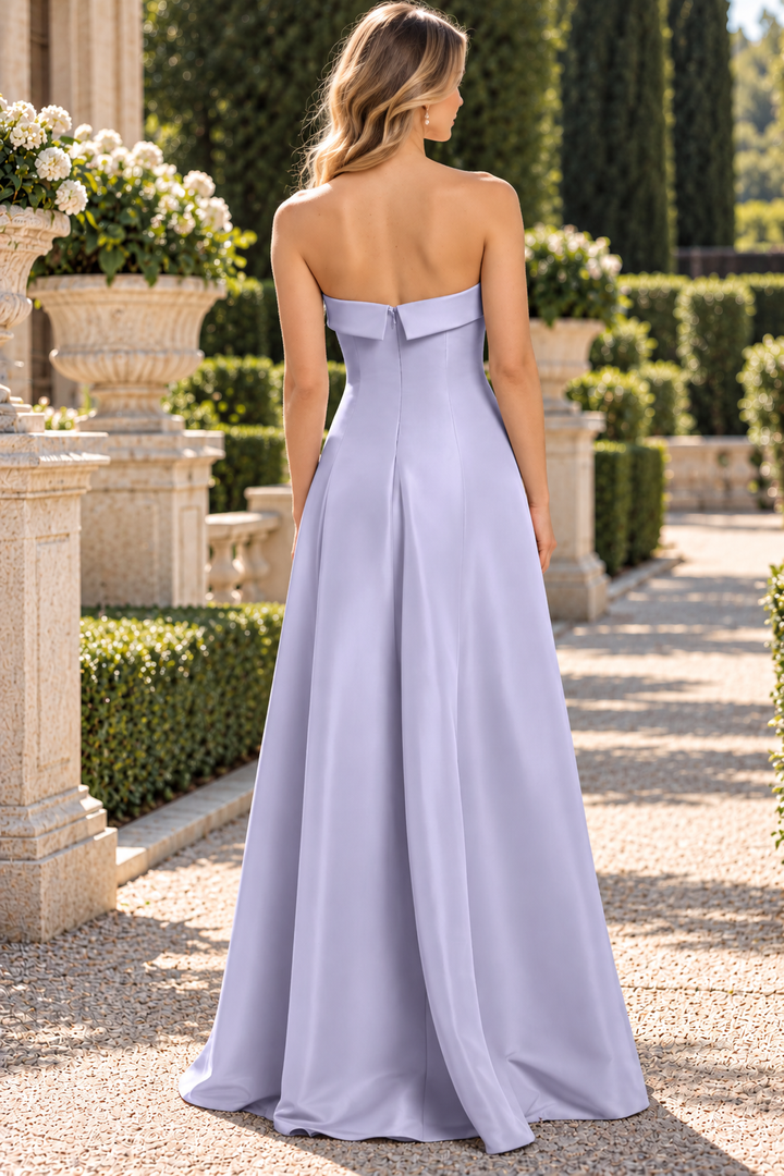 Lilac A-Line Strapless Empire-Waist Sleeveless Long Prom Formal Dress