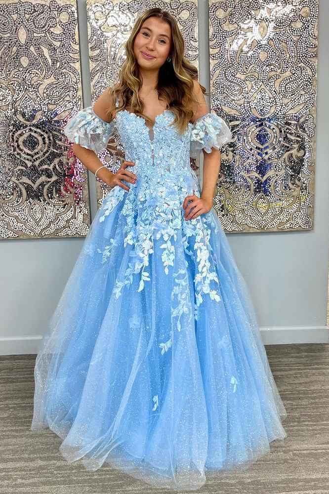 A-Line Appliques Plunge V Long Prom Dress with Detachable Sleeves Modsele A-Line Appliques Plunge V Long Prom Dress with Detachable Sleeves Modsele