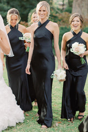 Custom Order-Black Halter Bridesmaid Dress