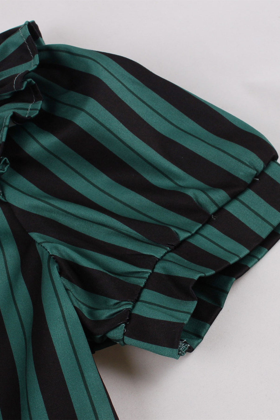Dark Green Striped Lapel Short Sleeve Midi Vintage Dress Modsele Dark Green Striped Lapel Short Sleeve Midi Vintage Dress Modsele