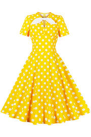 Audrey Hepburn' Style Polka Dot Short Sleeve Midi Dress Modsele Audrey Hepburn' Style Polka Dot Short Sleeve Midi Dress Modsele