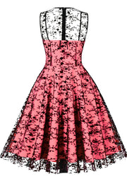 1950s Sheer Mesh Sleeveless A-Line Midi Dress