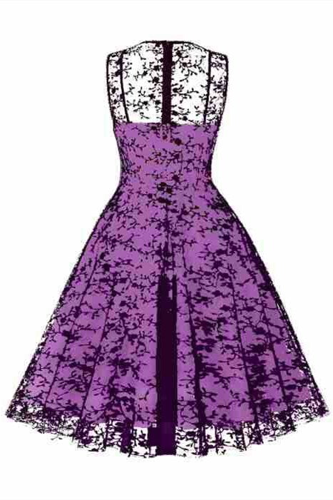 1950s Sheer Mesh Sleeveless A-Line Midi Dress