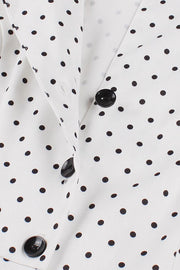 1950s White Polka Dot Lapel Midi Dress with Belt