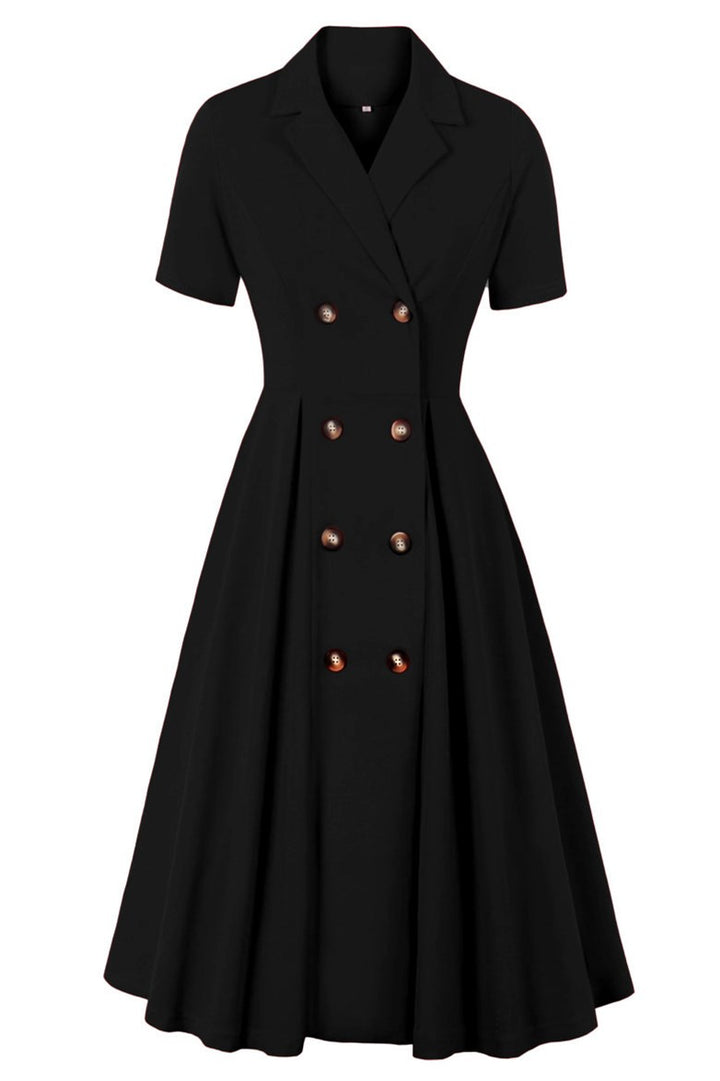 Plus Size Audrey Hepburn's Style Surplice Short Sleeve Midi Dress
