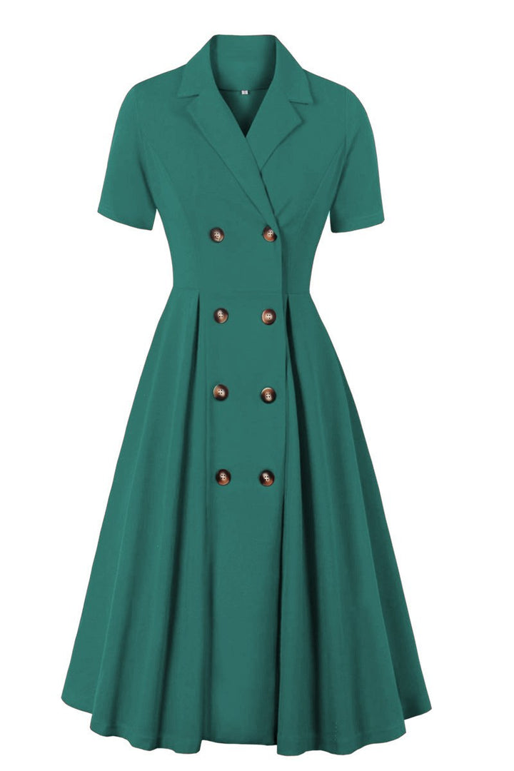 Plus Size Audrey Hepburn's Style Surplice Short Sleeve Midi Dress