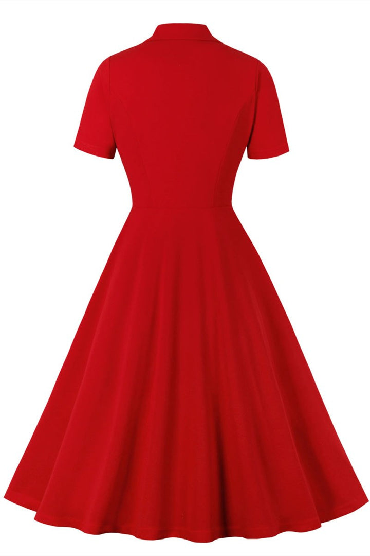 Plus Size Audrey Hepburn's Style Surplice Short Sleeve Midi Dress
