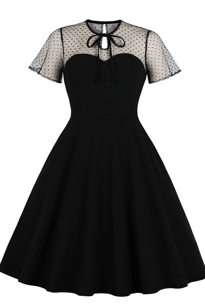 Red Polka Dot Keyhole Back A-Line Midi Dress with Short Sleeves Modsele Red Polka Dot Keyhole Back A-Line Midi Dress with Short Sleeves Modsele