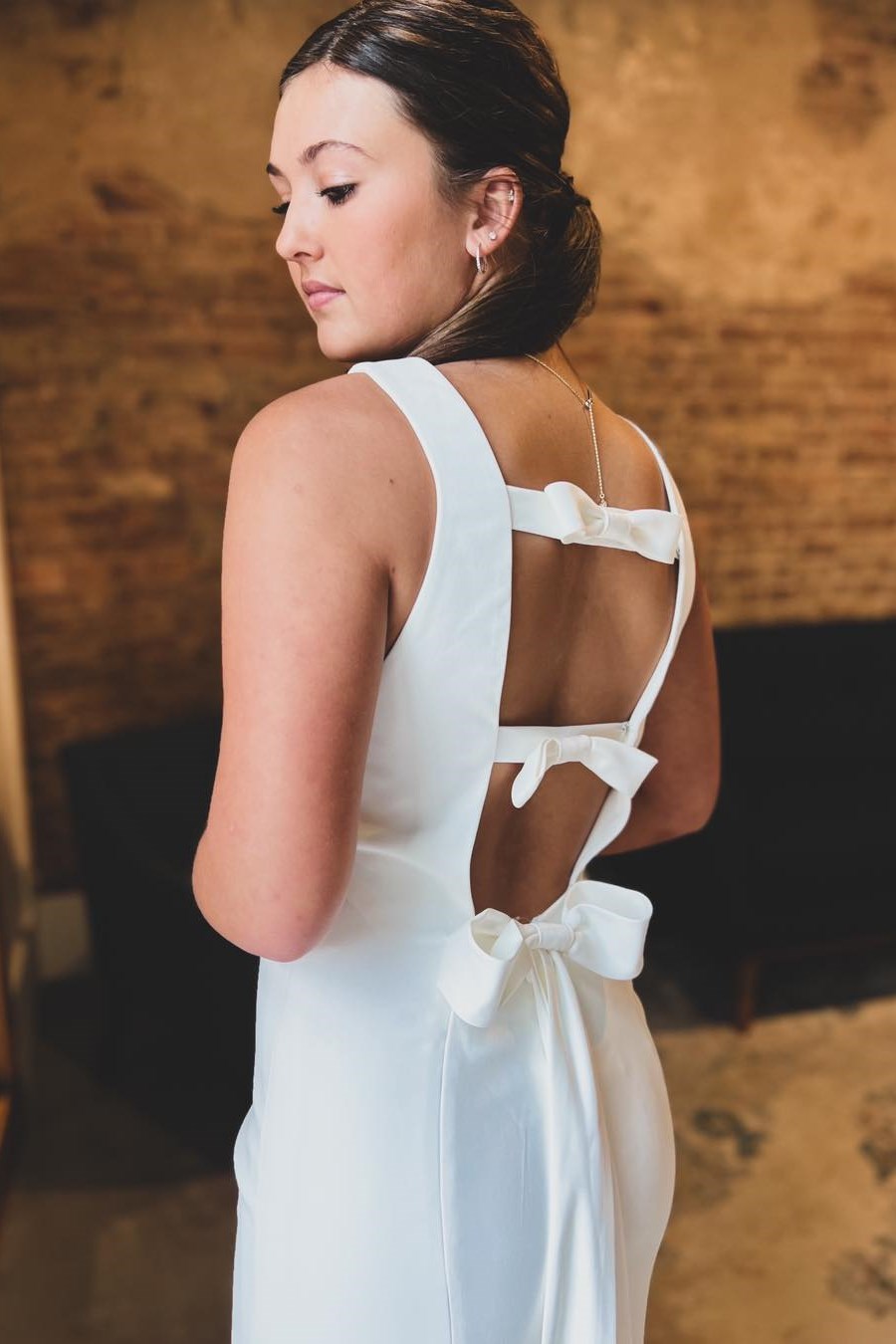 trumpet dress with cut out back 44253: Trumpet Gown with Ruffle Skirt and Open Back