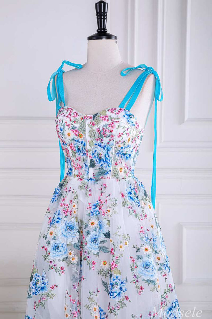 Floral Embroidery Sweetheart Lace-Up A-Line Prom Dress