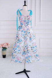 Floral Embroidery Sweetheart Lace-Up A-Line Prom Dress