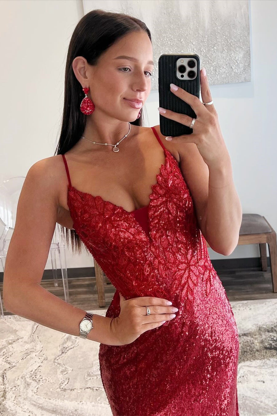 red sequin plunge dress ASOS DESIGN sequin plunge mini dress in cherry